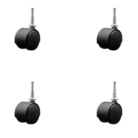 Service Caster 2'' Chair Casters Nylon Hooded Twin Wheel 5/16'' Grip Neck Stem , 4PK SCC-GN02S50-NYS-4